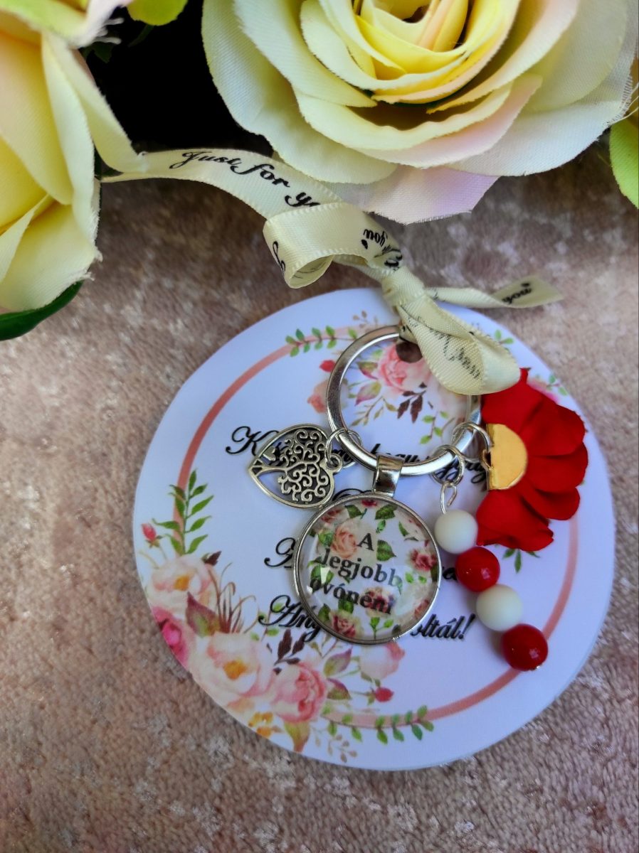 Legjobb óvónéni piros kulcstartó